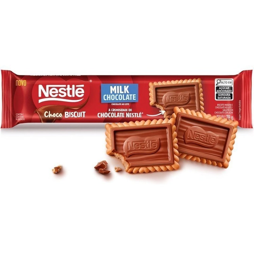Biscoito com Chocolate Chocobiscuit NESTLÉ Ao Leite 78g