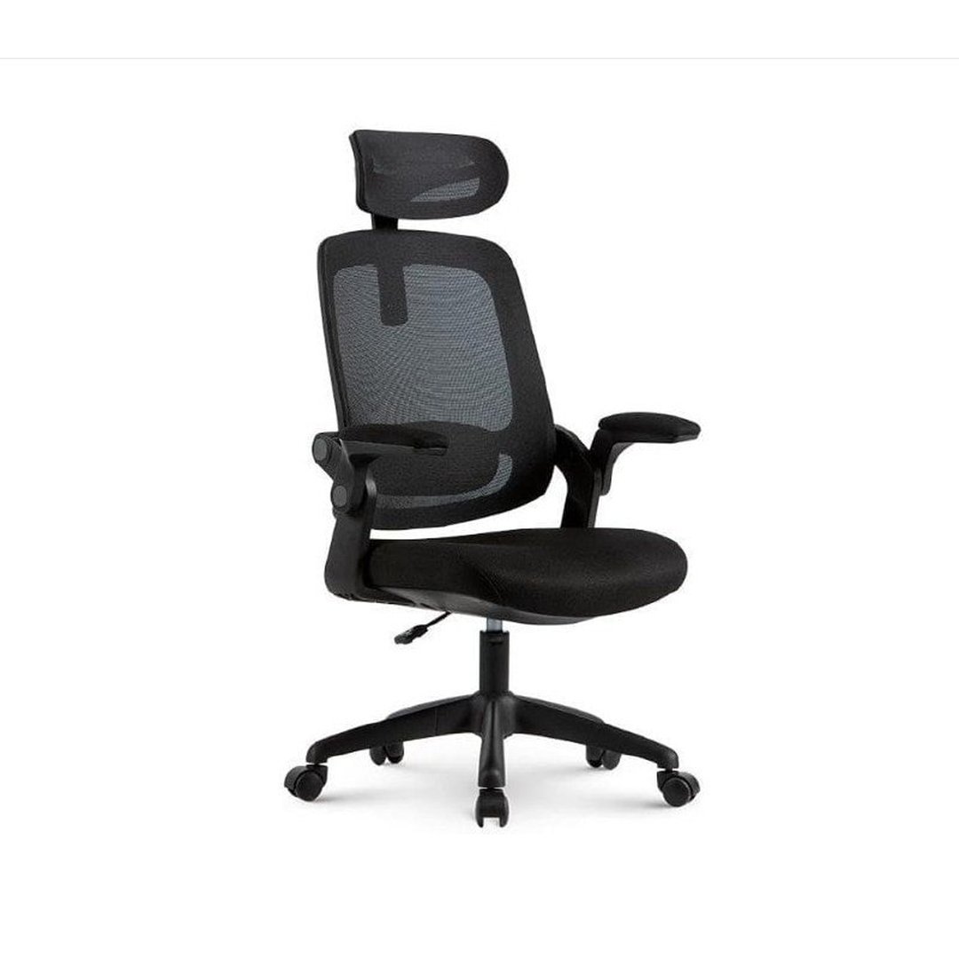 Cadeira de Escritorio Ergonômica Astra Preta com Apoio Lombar e Cabeça, Encosto Ajustável, Mesh Respirável