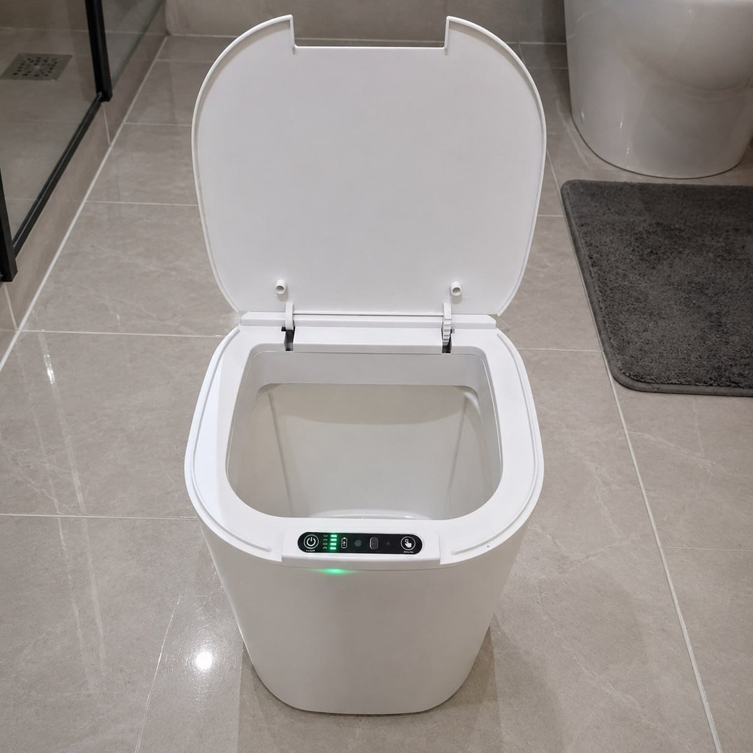 Lixeira Inteligente 16l Com Sensor Automático E Tampa Touch Branco