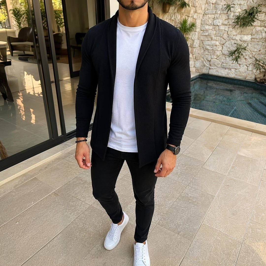 Cardigan Masculino Slim Fit Casual Casaco Sueter Manga Longa