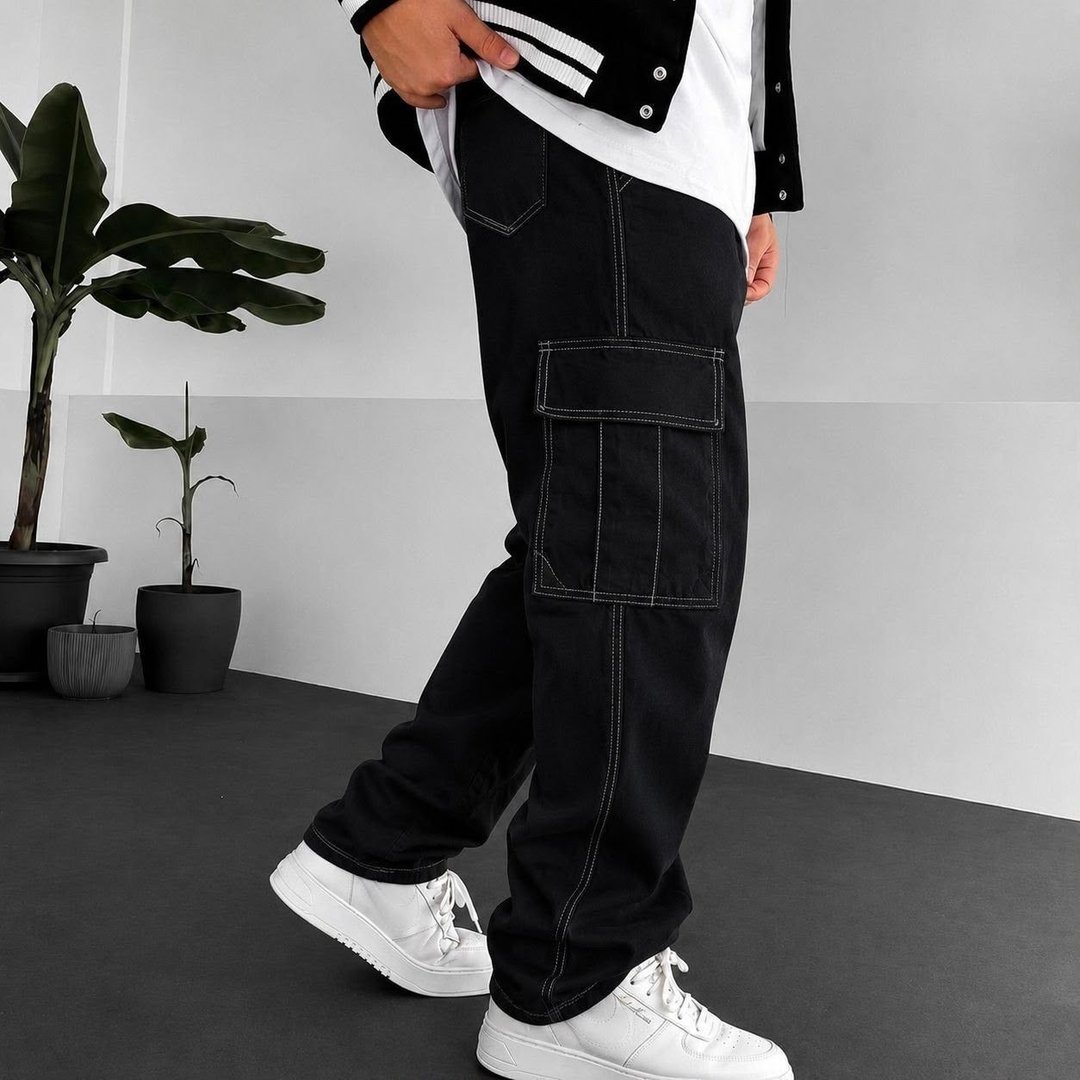 Calça Cargo Masculina Básica Sarja 100% Algodão