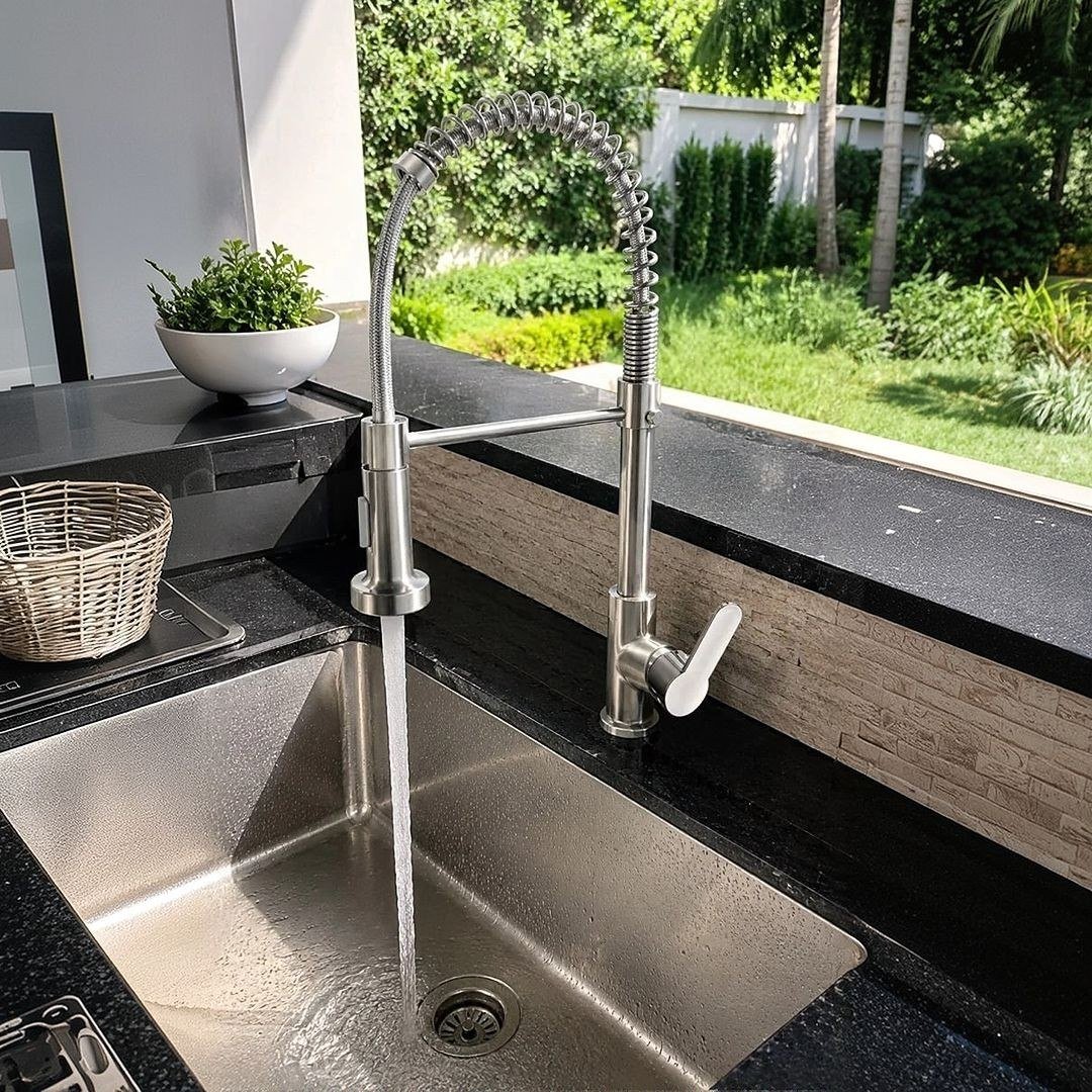 Torneira Aço Inoxidável Hongyu Luxo Flexível Prateado Brilhante