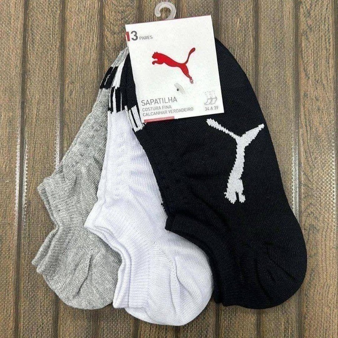 Kit com 9 Pares Meias Puma Sapatilha Soquete