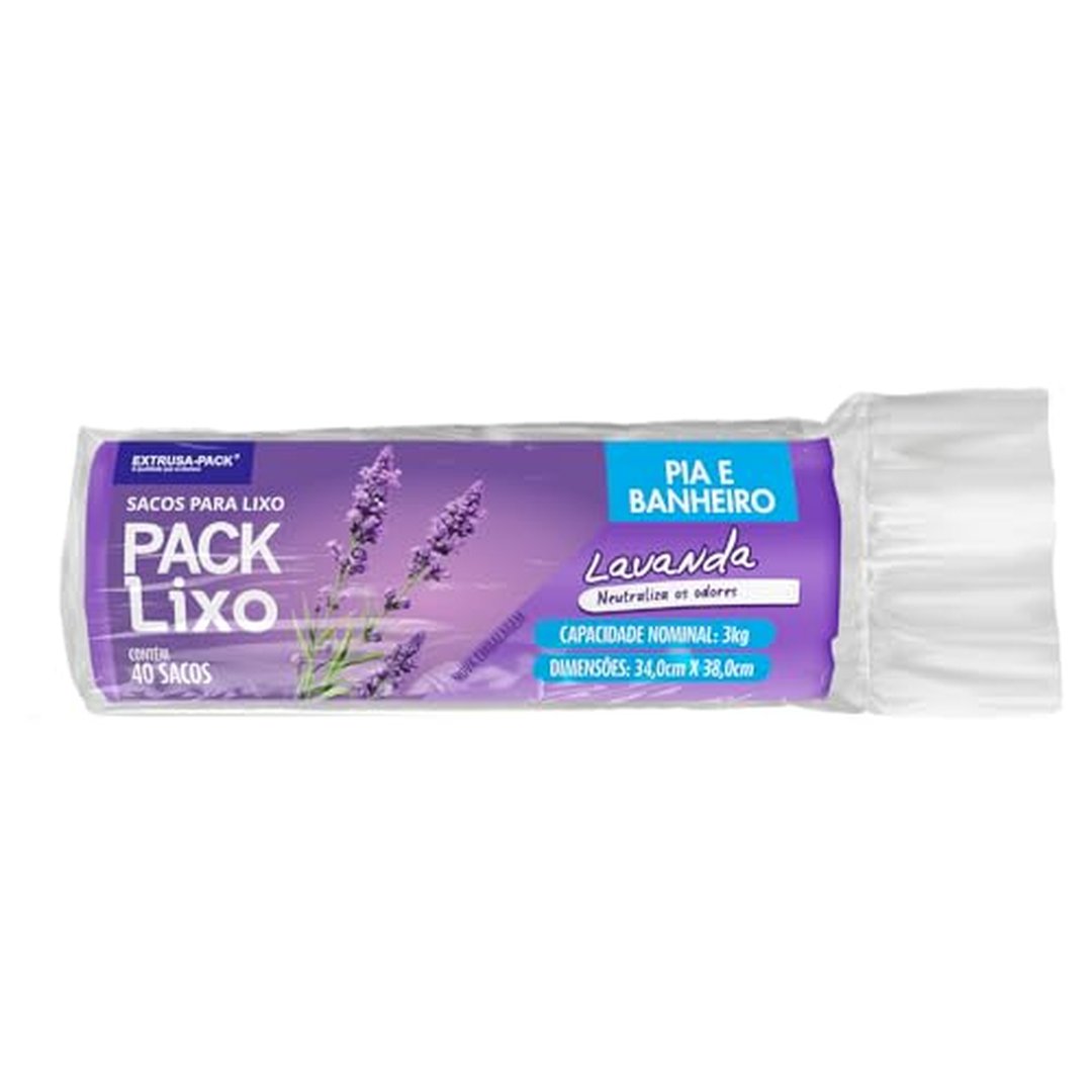 Saco De Lixo Pack Lixo Lavanda Pia e Banheiro (34X38) Sacos de lixo perfumardos que neutralizam o odor