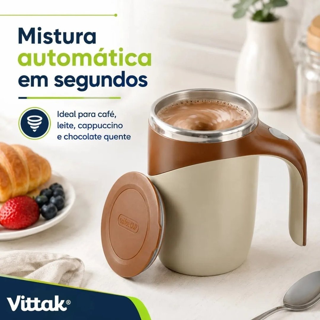 Vittak Caneca Mixer Elétrica Copo Mistura 380ml Com Tampa