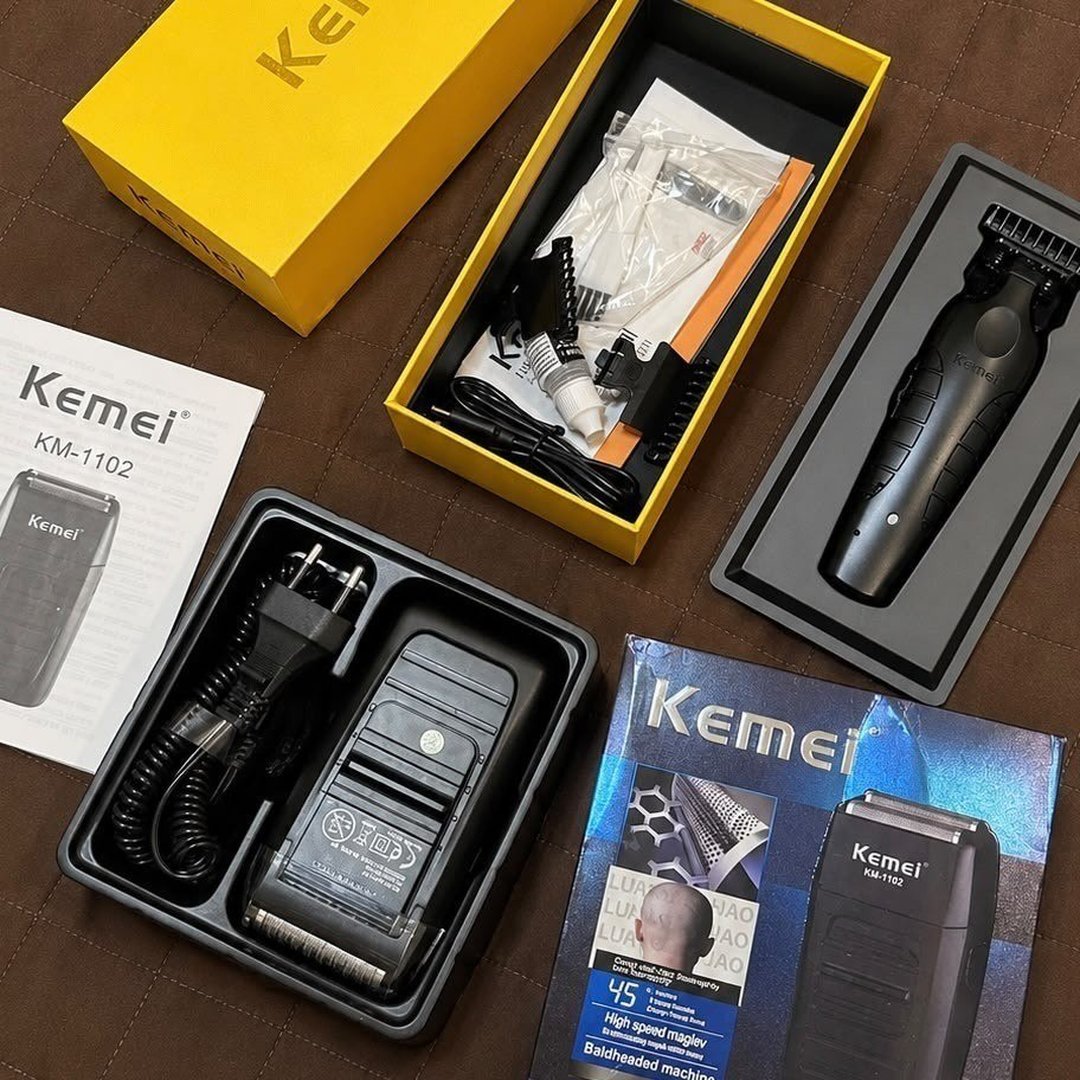 Kit Kemei Máquina de Corte KM-2299 e Acabamento KM-1102 Bivolt
