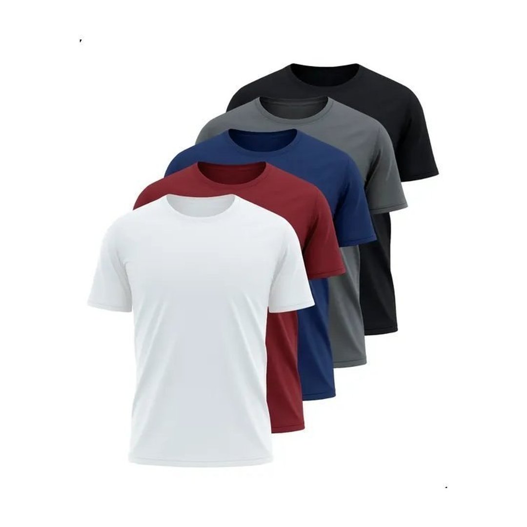 Kit 5 Camisetas Básicas Masculina Dry Fit Lisa Tradicional Variado P