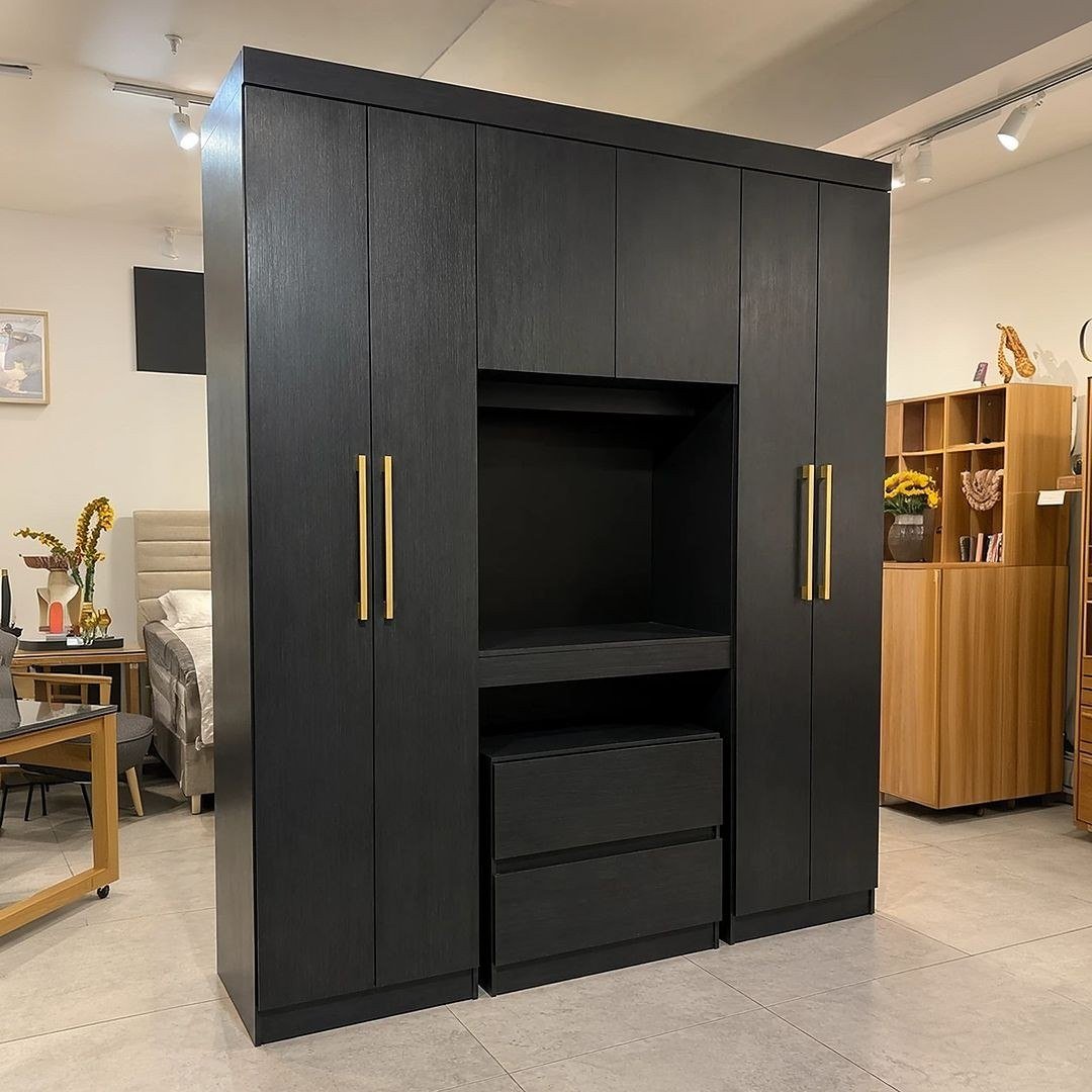 Guarda Roupa Casal 6 Portas 2 Gavetas Porto Carraro Preto