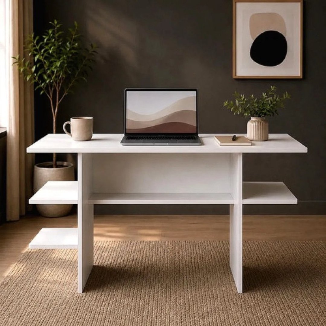 Mesa Para Computador Com Nichos Para Quarto E Estudo Moderno