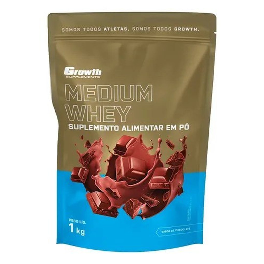 Whey Protein Medium 1kg Growth Supplementos Chocolate