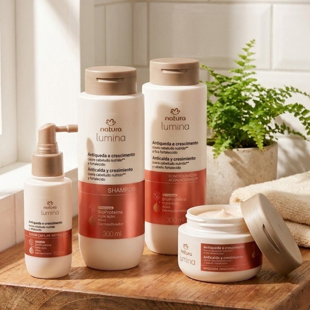 Kit Lumina Antiqueda Completo: 1 Shampoo + 1 Condicionador + 1 Máscara + 1 Sérum