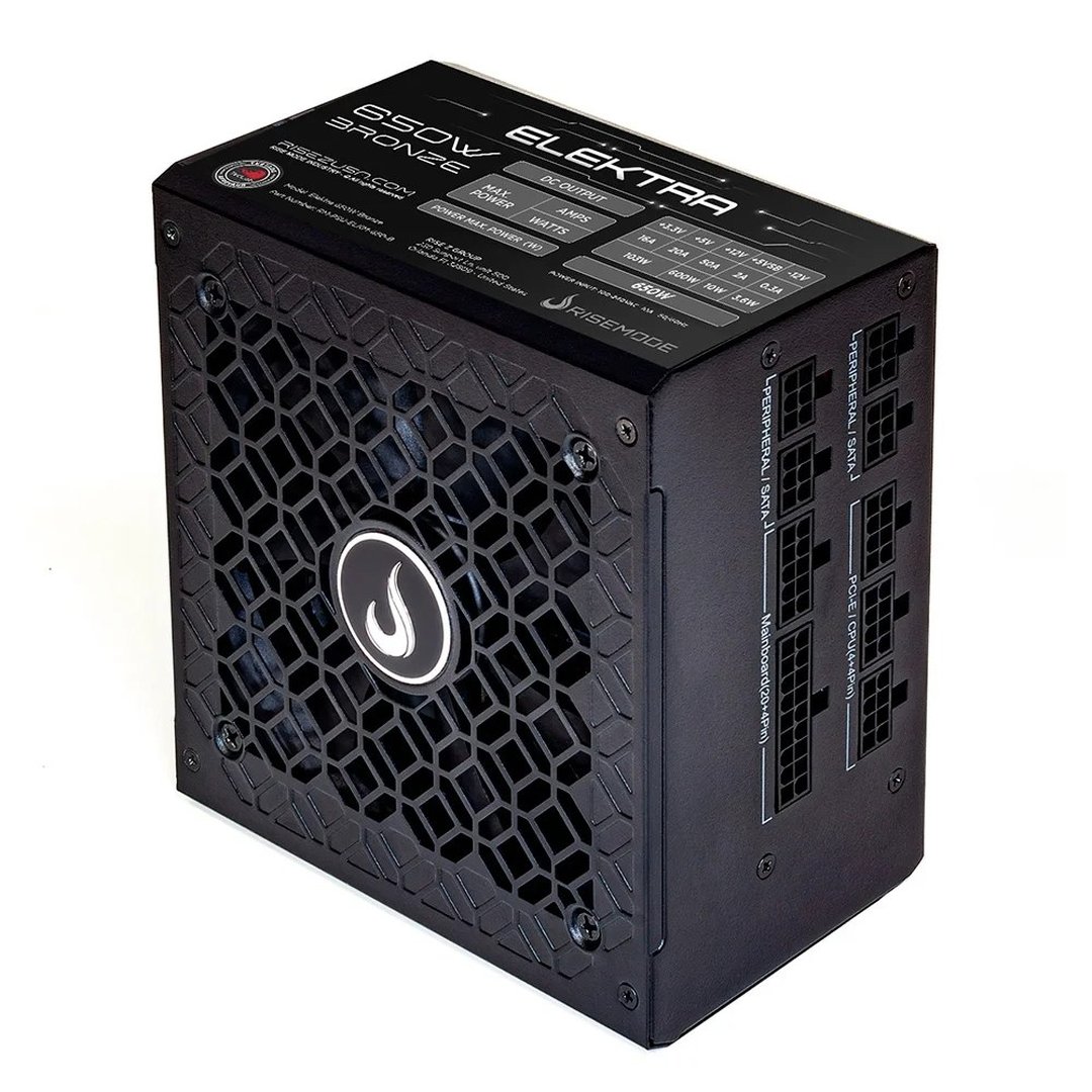 Fonte Gamer Rise Mode Elektra, 650W, Bronze, Full Modular, Pfc Ativo, Preto Rm-Psu-Elkm-650-B