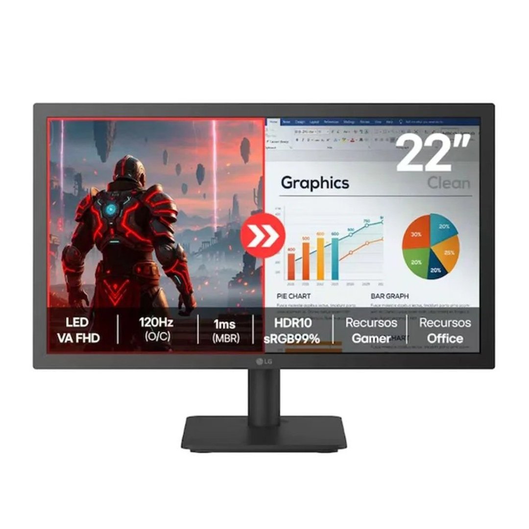 Monitor Gamer Lg 22U403a-B, 22" Full Hd, 120Hz, 1ms, Hdmi, Hdr10, Preto 22U403a-B.Awzm