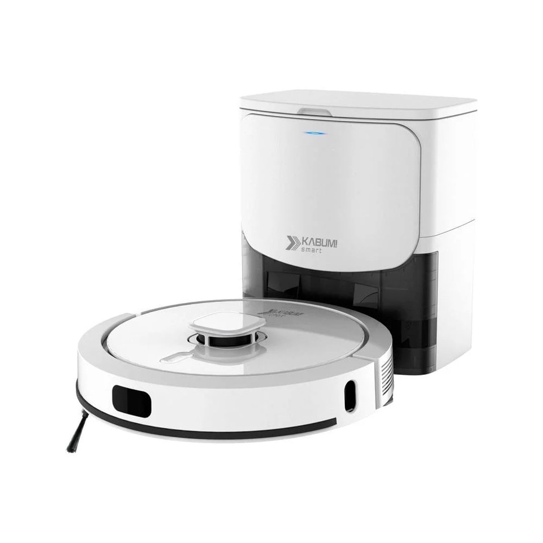 Robô Aspirador e Passa Pano KABUM! smart 900 5 Modos de Limpeza, Base 2 em 1, Mapeamento 3D 127v Branco KBSF011