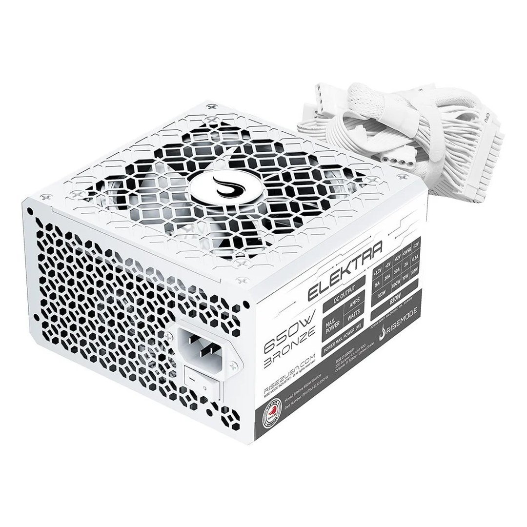 Fonte Gamer Rise Mode Elektra 650W Bronze Pfc Ativo Branco Rm Psu Elk 650 W