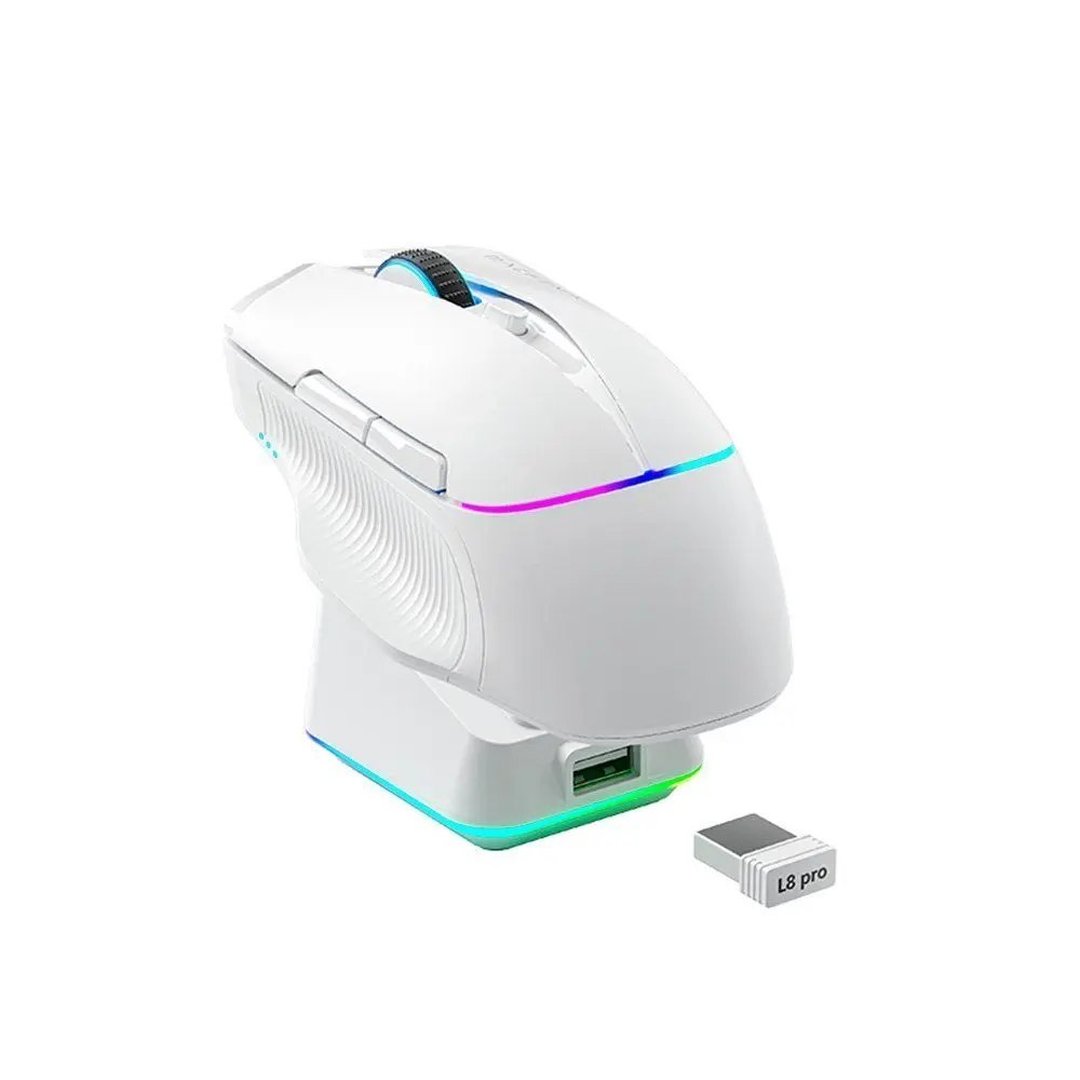 Mouse Gamer Machenike L8 Pro, Rgb, Support 8K, 2.4GHz Wireles + Dock Rgb, Carregamento Sem Fio