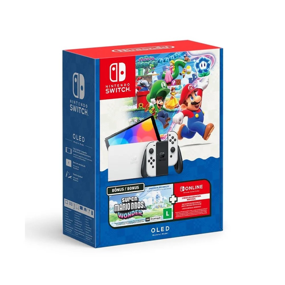 Console Nintendo Switch OLED + Super Mario Bros. Wonder + 3MO NOS NT000053NSW